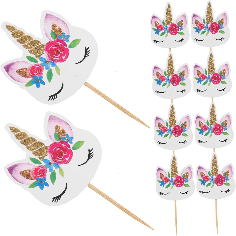 Flairs New York Party Props Decorations Cupcake Toppers (Dreamy Unicorns, Pack of 24 Cupcake Toppers)