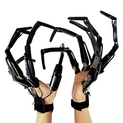 1 Pair Halloween Articulated Fingers, Festival Cosplay Prop Gear Realistic Skeleton Bone Claws Extender with Flexible Joint, 3D Printed Articulated Finger Extensions Fits All Finger Sizes (Black)
