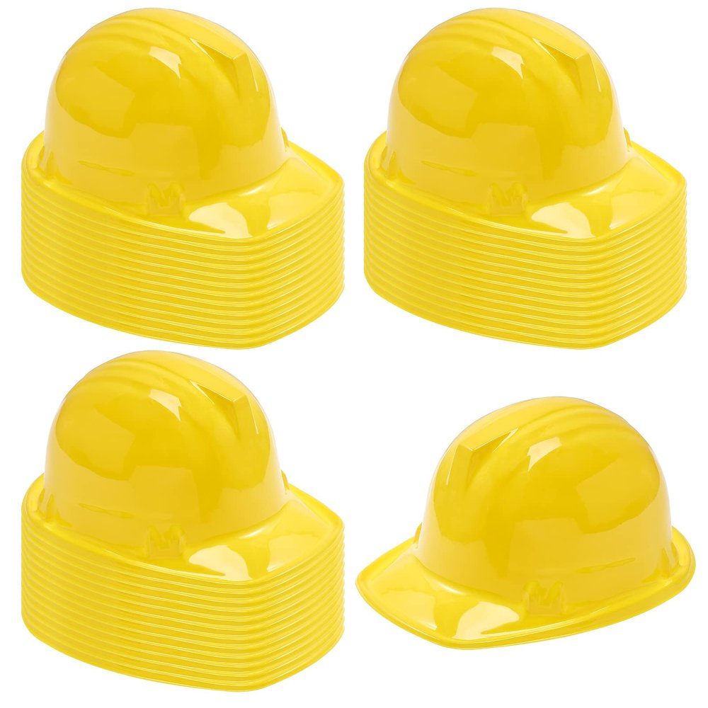 Gejoy 36 Pieces Construction Hats Bulk Plastic Worker Hat Funny Construction Party for Kids Dress up Birthday Party Supplies(Yellow)