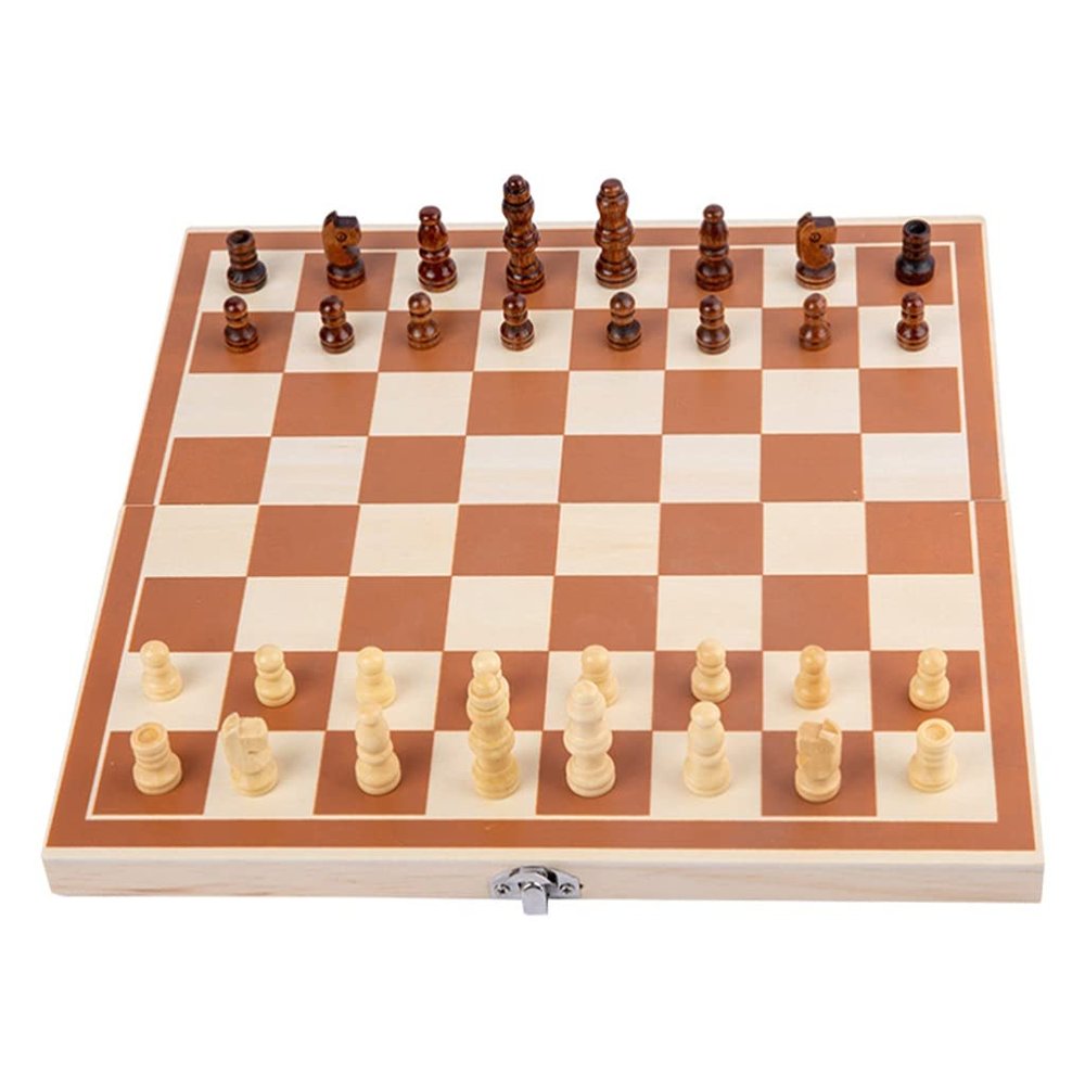 Wooden Chess Set 11.3 Foldable with Storage Travel Chess- Board Game- Beginners Kids Adults Teaching Tools ( Size : 11.3" )