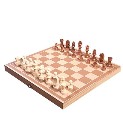 Wooden Chess Set 11.4 Foldable with Storage Travel Chess- Board Game- Beginners Kids Adults Teaching Tools ( Size : 11.4" )
