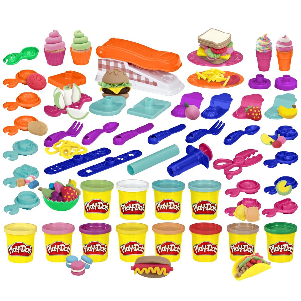 Play-Doh Kitchen Creations Fun Factory Playset, Arts and Crafts Toy for Kids 3 Years and Up with 12 Cans and 42 Tools (Amazon Exclusive)
