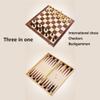 11.4" Wooden Chess Set Foldable with Storage Travel Chess-Three in One Board Game- Beginners Kids Adults Teaching Tools ( Color : Brown ) view 4