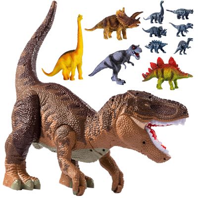 TEMI Large Dinosaur Toys for Kids 3-5, Tyrannosaurus with Mist Spray, Big Hollow Stored with 10 Small Dinosaur Figures, Light and Sound, Toddler Boy Toys 3-4, Birthday Gifts for Boys and Girls