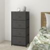 EMMA + OLIVER 4 Drawer Vertical Storage Dresser with Black Wood Top & Gray Fabric Pull Drawers view 1