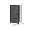 EMMA + OLIVER 4 Drawer Vertical Storage Dresser with Black Wood Top & Gray Fabric Pull Drawers view 2