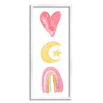Stupell Industries Heart Moon Rainbow Shapes Stacked Playful Watercolor