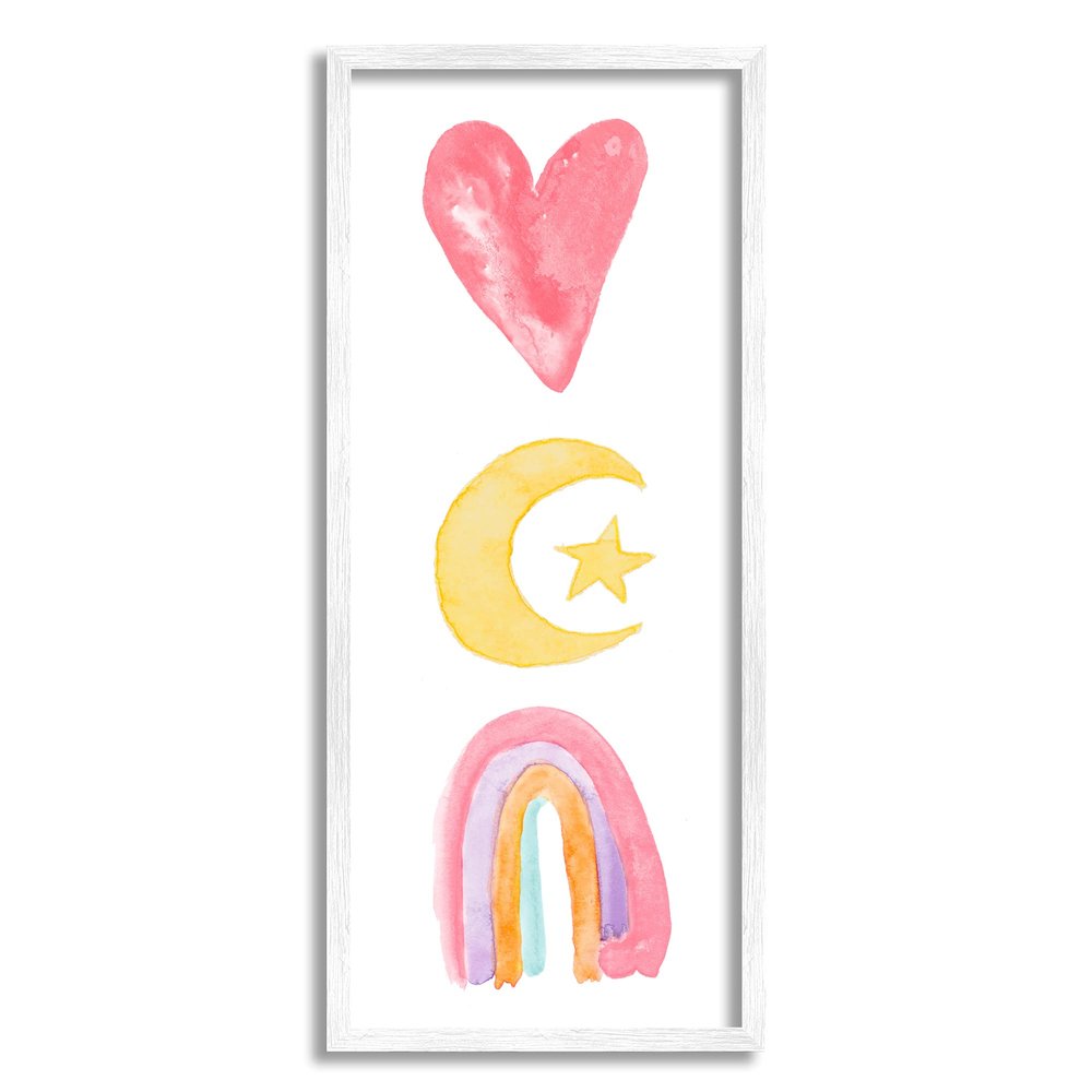 Stupell Industries Heart Moon Rainbow Shapes Stacked Playful Watercolor