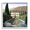 Stupell Industries Classic European Villa Courtyard Cliffside Mansion Architecture, Designed by Alan Blaustein White Framed Wall Art, 17 x 17, Brown view 1