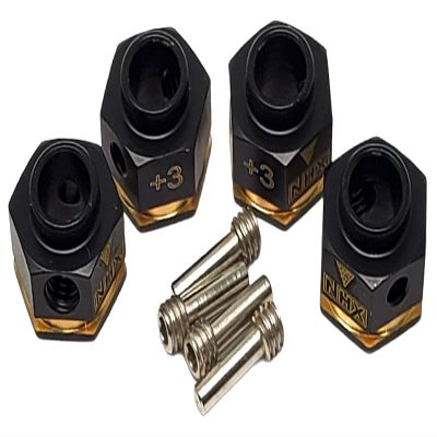 NHX RC Brass +3mm Widen Wheel Hubs Hex w/Pins Black 4pcs: TRX-4 SCX10