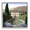 Stupell Industries Classic European Villa Courtyard Cliffside Mansion Architecture, Designed by Alan Blaustein Gray Framed Wall Art, 17 x 17, Brown view 1