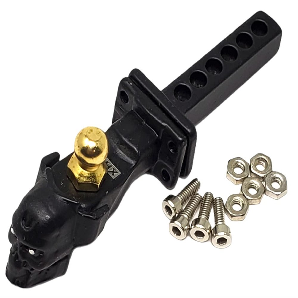 NHX RC Alum Trailer Drop Hitch Receiver Towball - Skull Black for 1/10 RC Cars