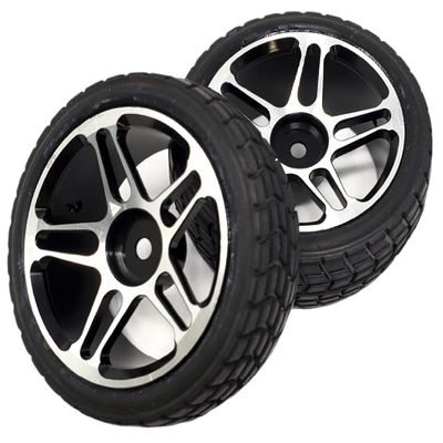 NHX 1/10 Tire w/Aluminum Rims Silver 2pcs Hex 12mm 4-TEC/RS4