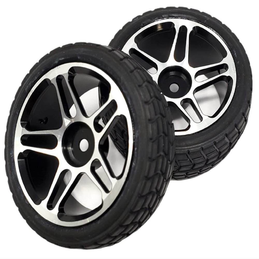 NHX 1/10 Tire w/Aluminum Rims Silver 2pcs Hex 12mm 4-TEC/RS4