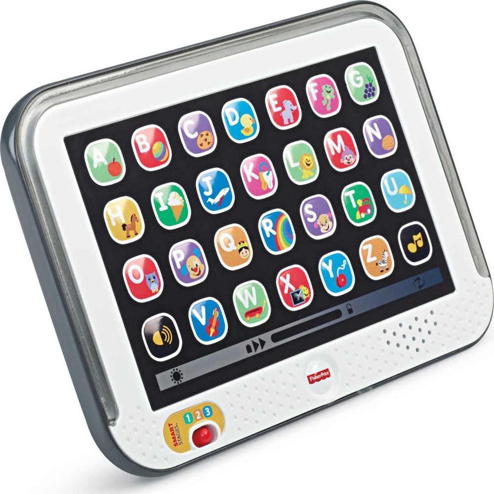 Fisher-Price Toddler Learning Toy Laugh & Learn Smart Stages Tablet with Lights & Music for Early Pretend Play, Gray, for Infants Ages 1+ Years