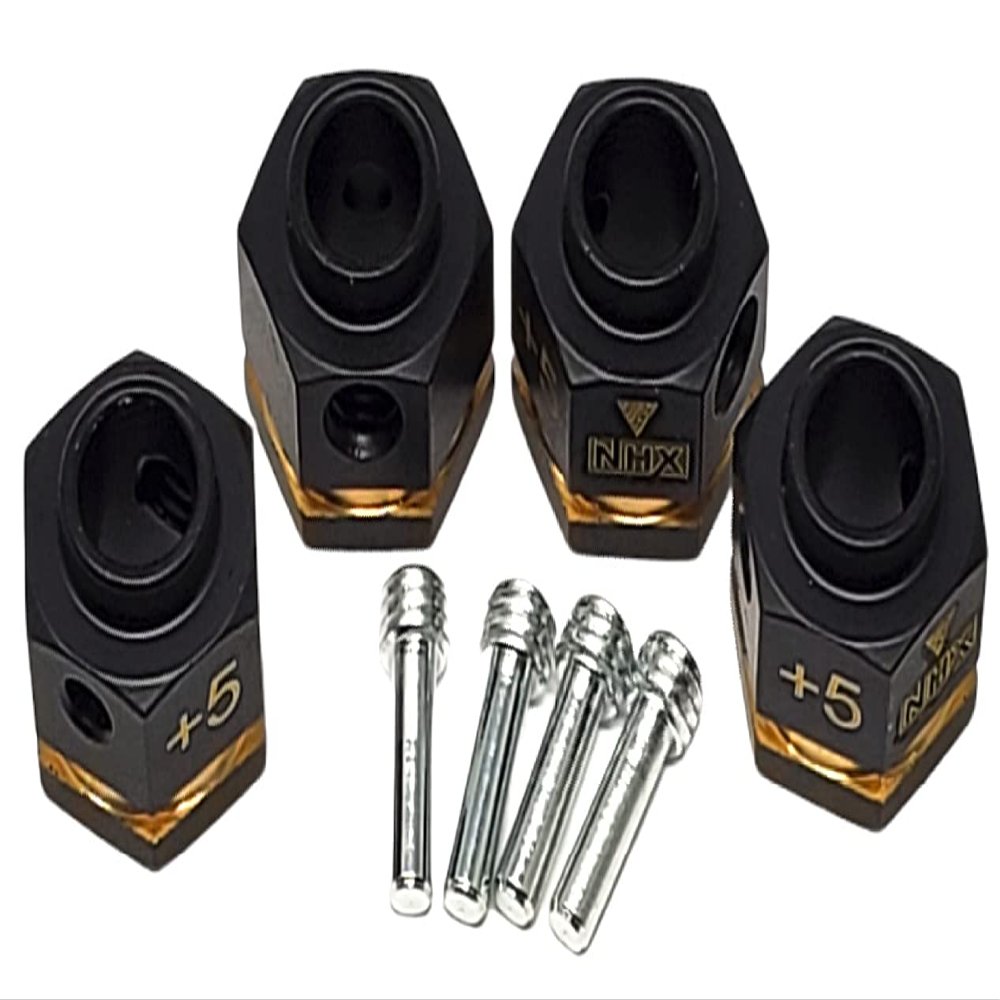 NHX RC Brass +5mm Widen Wheel Hubs Hex w/Pins Black 4pcs: TRX-4 SCX10