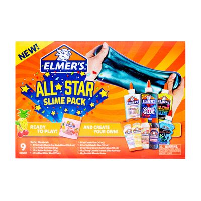 Elmers All-Star Slime Kit, Includes Liquid Glue Activator and Premade Slime, 9 Count - Perfect for Birthday Parties, Gift Idea, Kids Activity