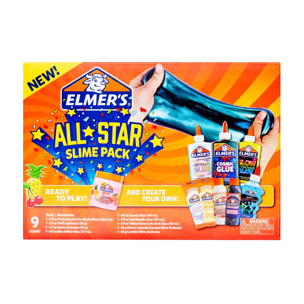 Elmers All-Star Slime Kit, Includes Liquid Glue Activator and Premade Slime, 9 Count - Perfect for Birthday Parties, Gift Idea, Kids Activity