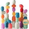 BUNMO 40pcs Wooden Stacking Toys - Montessori Educational Blocks for Toddlers, Non-Toxic, Safe, and Durable for Kids Creative Play and Learning view 1