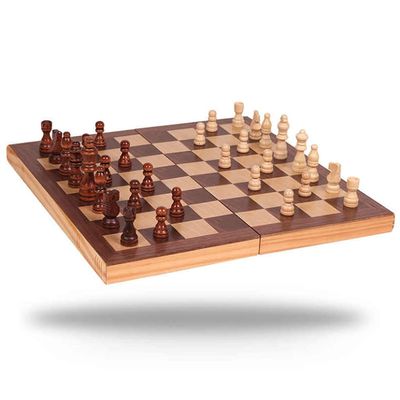 Barley Wooden Chess Set Foldable Travel Chess with Storage -Puzzle Game Board Game-Teaching Tools Beginners Kids Adults ( Color : Pine )