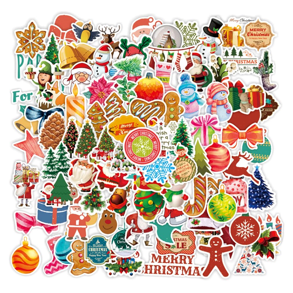 100PCS Christmas Theme Stickers, Non-Repeating Vinyl Waterproof Holiday Stickers, Holiday Gifts for Kids and Teens, Xmas Party Favorite, Stocking Stuffers for Kids Toddlers Teens Boys Girls
