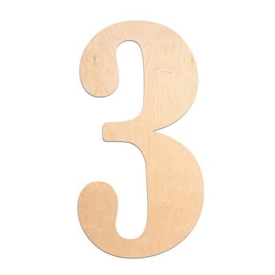 10 in. Number 3, Unfinished Vintage Monogram Wood Letter. for Your DIY Decor Such as Door Hanger, Wall Decor, Number for Birthday, Wedding (3)