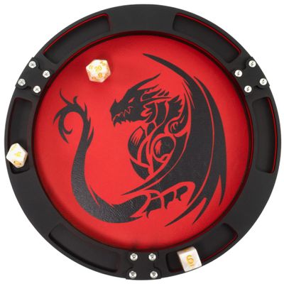 C4Labs 10" Padded Dice Rolling Tray  Printed Dragon - Round, White