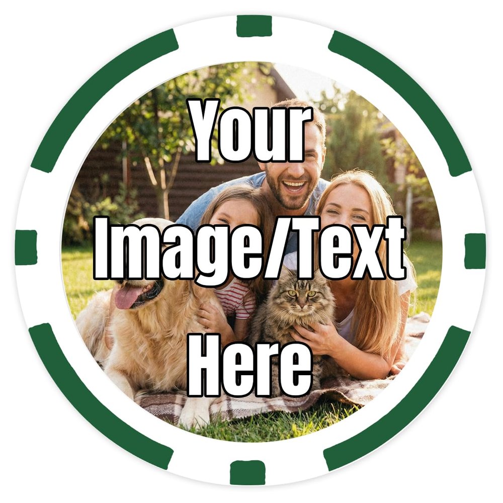 DA VINCI 50 Custom Poker Chips with Your Image, Logo, Design, or Text on Heavy 11.5 gram Casino Sized Chips (Green)