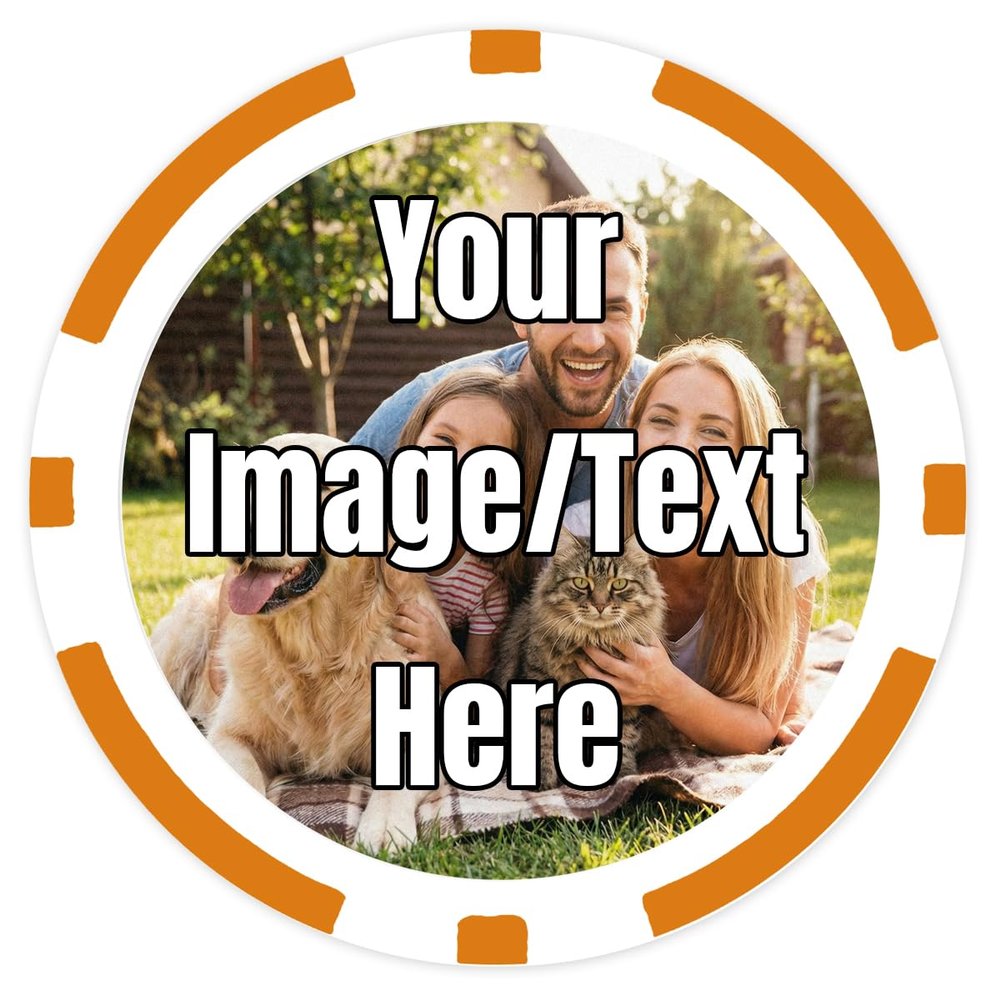 DA VINCI 50 Custom Poker Chips with Your Image, Logo, Design, or Text on Heavy 11.5 gram Casino Sized Chips (Orange)