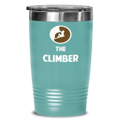 Rock Climbing Tumbler The Climber Best Gift For Rock Climber 20oz, Teal Green