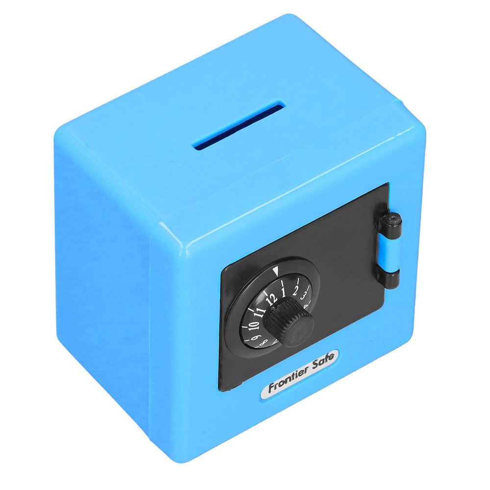 Mini Money Box Lock Box for Money Money Saving Box Kids Cash Bank Simulation Safe Box Money Storage Case Piggy Bank for Kids for Kids Students(Blue) nan