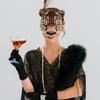 Zerodeko Half Face Masquerade Masks Animal Leopard Half Mardi Gras Kabuki Cat for Halloween Masquerade Cosplay Props view 2