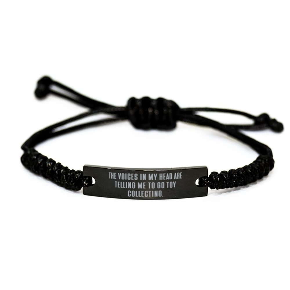 The Voices in My Head are Telling Me to Go. Toy Collecting Black Rope Bracelet, Inspire Toy Collecting Gifts, Engraved Bracelet for Friends