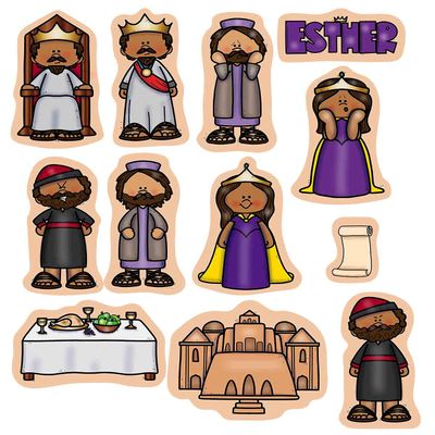 Esther Felt Figures for Bible Flannel Board Stories 12 Precut Figures Story Guide Activity Pages
