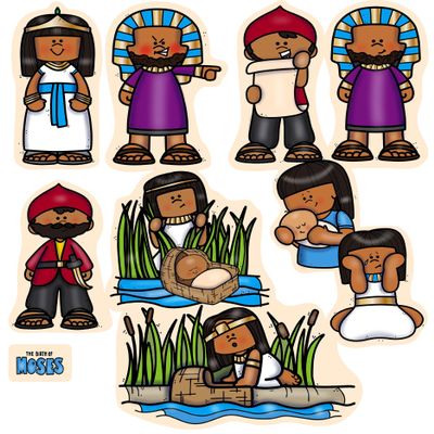 Baby Moses Felt Figures for Bible Flannel Board Stories 11 Precut Figures Story Guide Activity Pages Made in USA