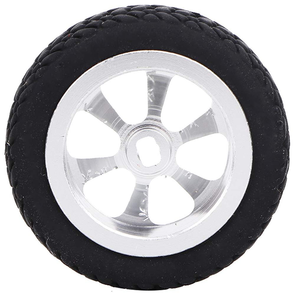 FOTABPYTI RC Car Tire, 4PCS RC Car Wheel Tyre, for RC Model DIY WLtoys 1/28 K989-53 RC Aluminum Tires RC Car Off-Road Rally Romote Control Car(Silver)