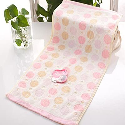 25x50cm 100%Pure cotton Color ring child towel Hand Towel Home Cleaning Face for baby for Kids - (Color: Pink, Size: 25x50cm)