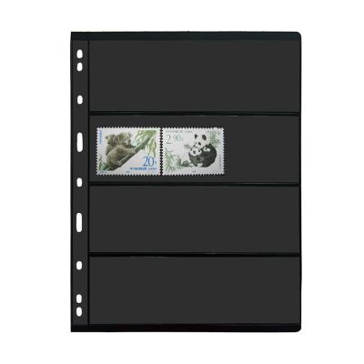 20 Sheet Stamp Pages, 4 Rows for Stamp Collectors, 9-Hole Standard Page Fit Album Binder, Professional Pack