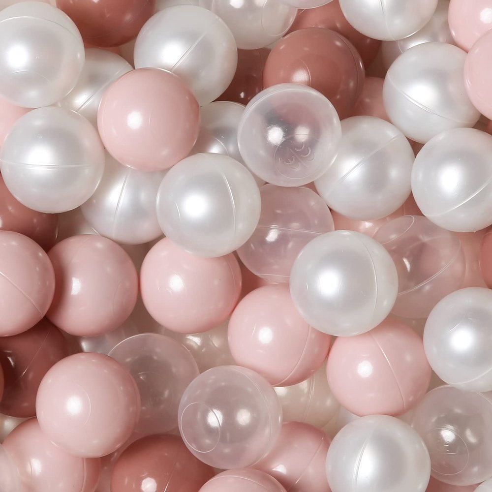 TRENDPLAY Plastic Balls for Ball Pits - Pack of 100 Hollow Balls- Safe and Exciting Playtime - Perfect for Toddler Baby Pools,Party,Festival Decoration, Cream Pink+ Pearl White