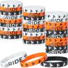 30 Pieces Dirt Bike Party Favors Rubber Bracelets Motocross Silicone Wristbands for Boys Birthday Motocross Game Party Supplies Presents Classroom Prizes Goodie Bag Stuffers, Orange Black White view 1