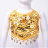 Agoky Little Girls Belly Dance Crop Tops Shiny Sequins Halter Sleeveless Tops Halloween Fancy Party Costume Yellow One Size view 3