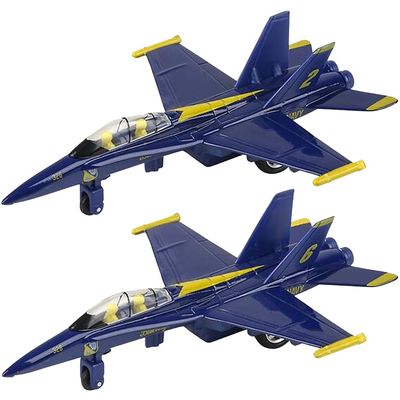 ArtCreativity Diecast F-18 Blue Angel Jets with Pullback Mechanism, 2 pcs, 6.75 inches Diecast Metal Jet Plane Fighter Toys for Boys, Air Force Military Cake Decorations, Aviation Party Favors