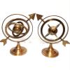 2 Piece Brown Antique Globe Armillary Globe Showpiece, Brass Armillary Sphere Decor, Nautical Brass Decor 8 Inch Approx. view 1