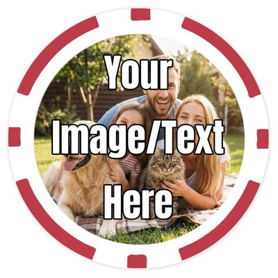 DA VINCI 50 Custom Poker Chips with Your Image, Logo, Design, or Text on Heavy 11.5 gram Casino Sized Chips (Red)
