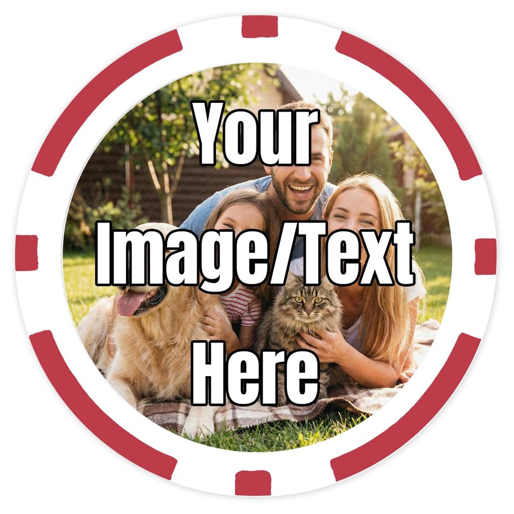 DA VINCI 50 Custom Poker Chips with Your Image, Logo, Design, or Text on Heavy 11.5 gram Casino Sized Chips (Red)