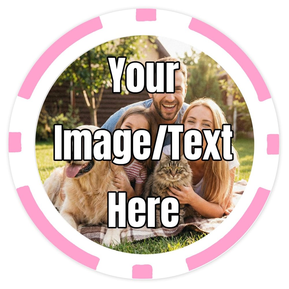 DA VINCI 50 Custom Poker Chips with Your Image, Logo, Design, or Text on Heavy 11.5 gram Casino Sized Chips (Pink)