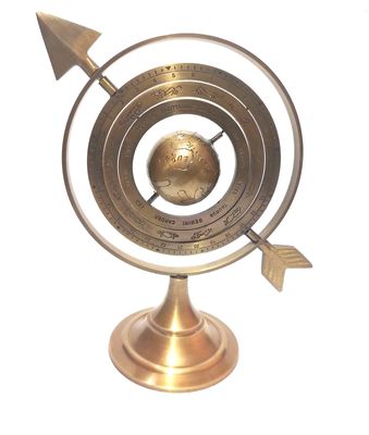 Brown Antique Globe Armillary Globe Showpiece, Brass Armillary Sphere Decor, Nautical Brass Decor 8 Inch Approx.