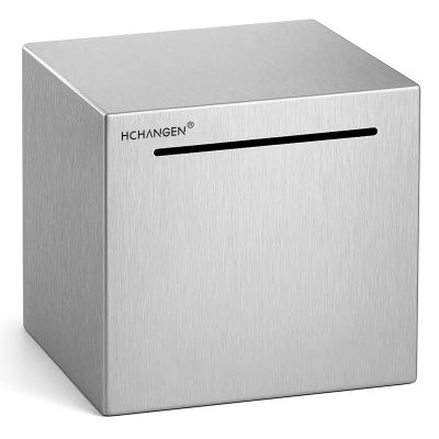 HCHANGEN Stainless Steel Piggy Bank for Adults and Kids, Must Break to Open Metal Money Bank, Unopenable Saving Box for Cash (Silver, 4.72inches)