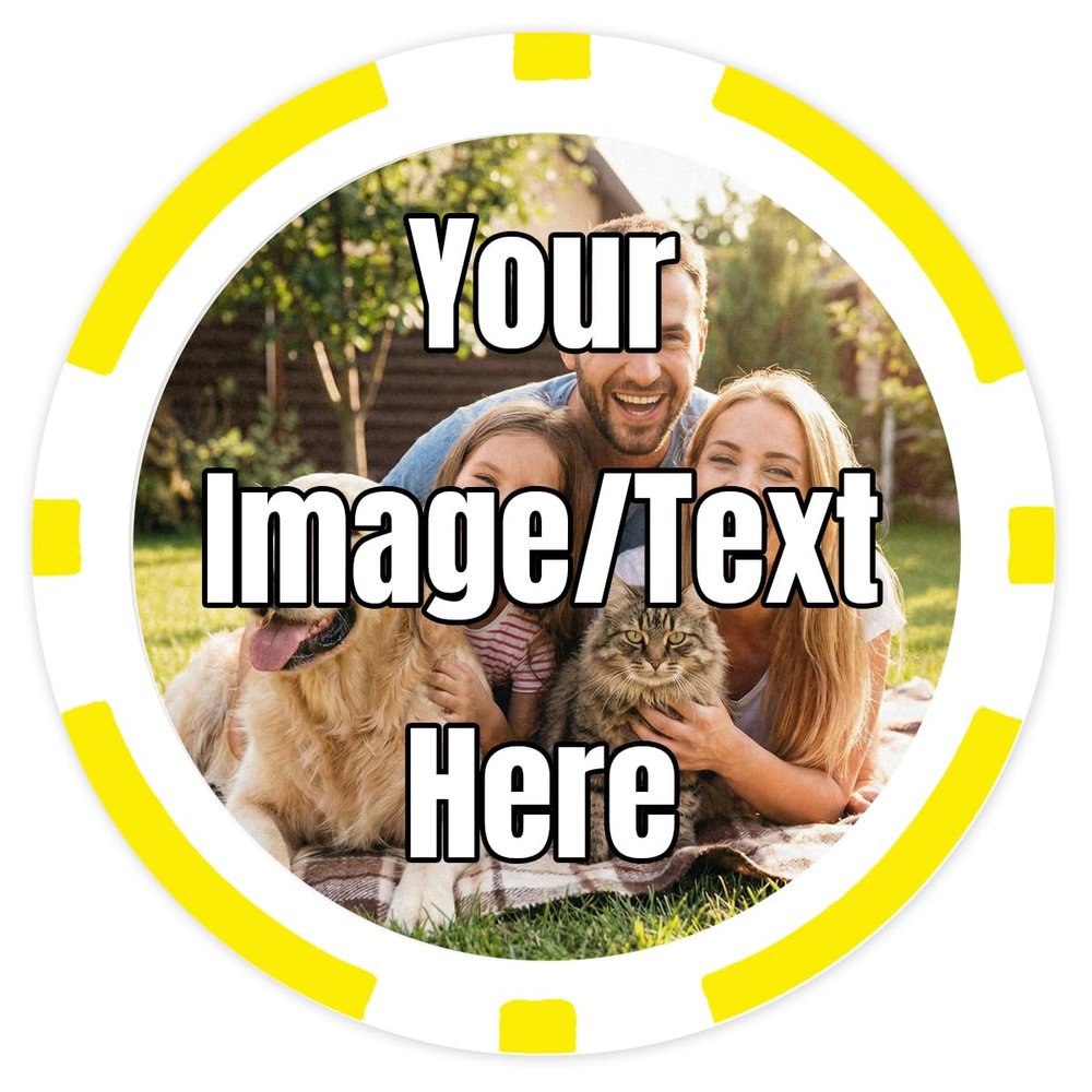 DA VINCI 50 Custom Poker Chips with Your Image, Logo, Design, or Text on Heavy 11.5 gram Casino Sized Chips (Yellow)