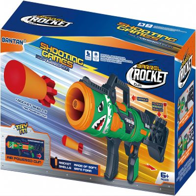 Gantan Toy Rocket Barrel Launcher-Fires Foam Rockets Includes 6 Rockets Compatible with RL Blaster- Shooting Game Toy Air Power Blaster Toy Gun for Youth, Adults